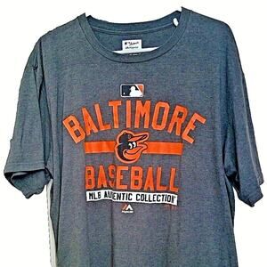 Majestic Baltimore Orioles T Shirt XL Gray Triple Peak MLB Authentic Collection